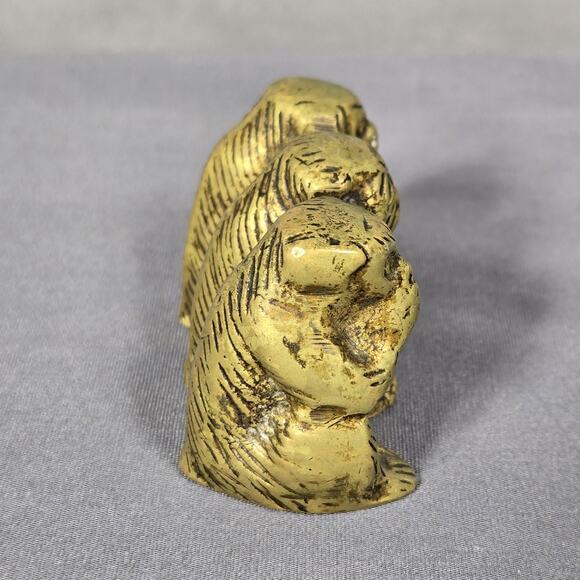 Vintage Brass Three Wise Monkeys Paperweight Made in England Desk Miniature - Picture 2 of 9